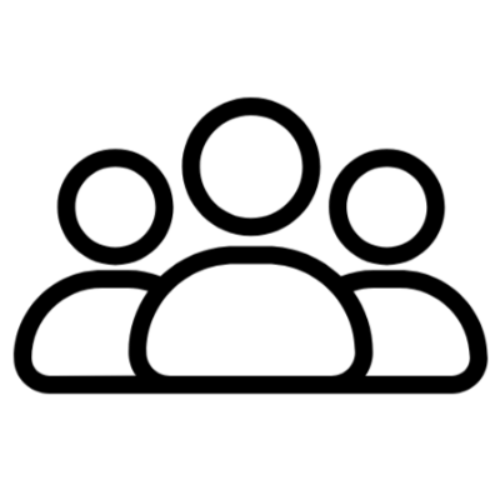 Black icon of a group of people on a white background
